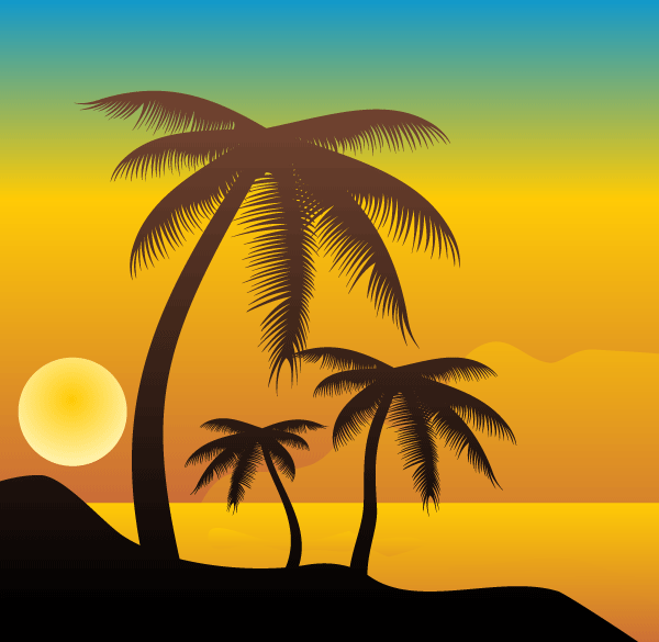600x585 Palm Trees On The Beach Vector