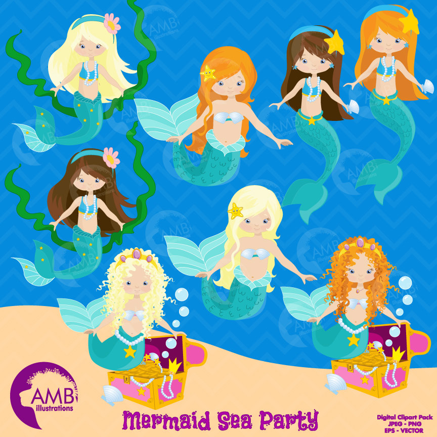 864x864 Mermaid Clipart, Commercial Use, Vector Graphics, Digital Clip Art