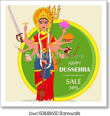 362x382 Happy Dussehra Vector Illustration For Sale, Shopping Maa Durga