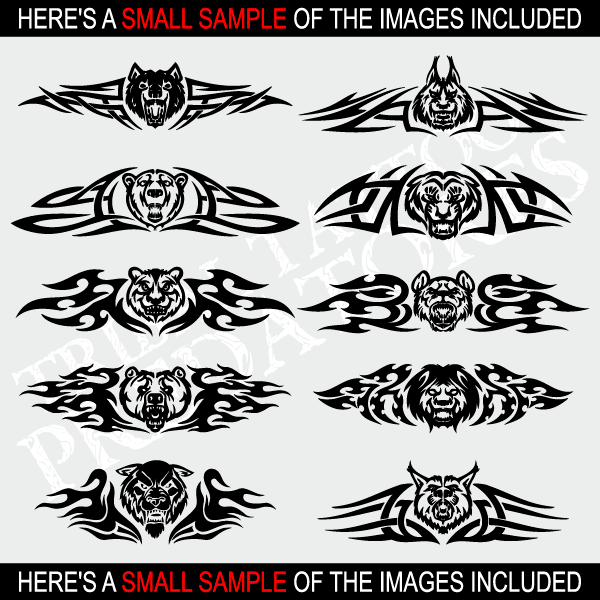 600x600 Tribal Tattoo Predator Clipart Flames Vector Clip Art Vinyl