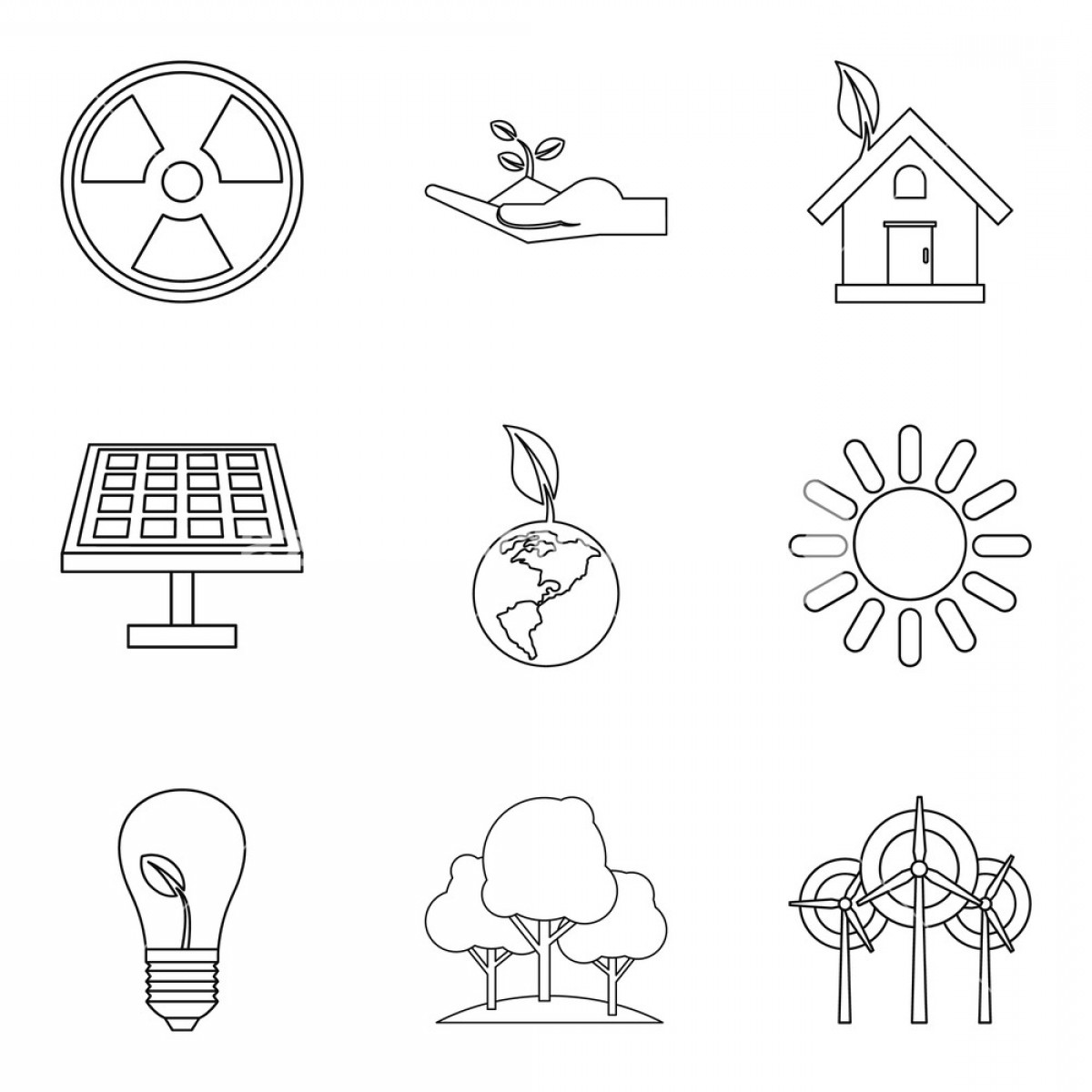 1200x1200 Natural Impact Icons Set Outline Set Of Natural Impact Vector