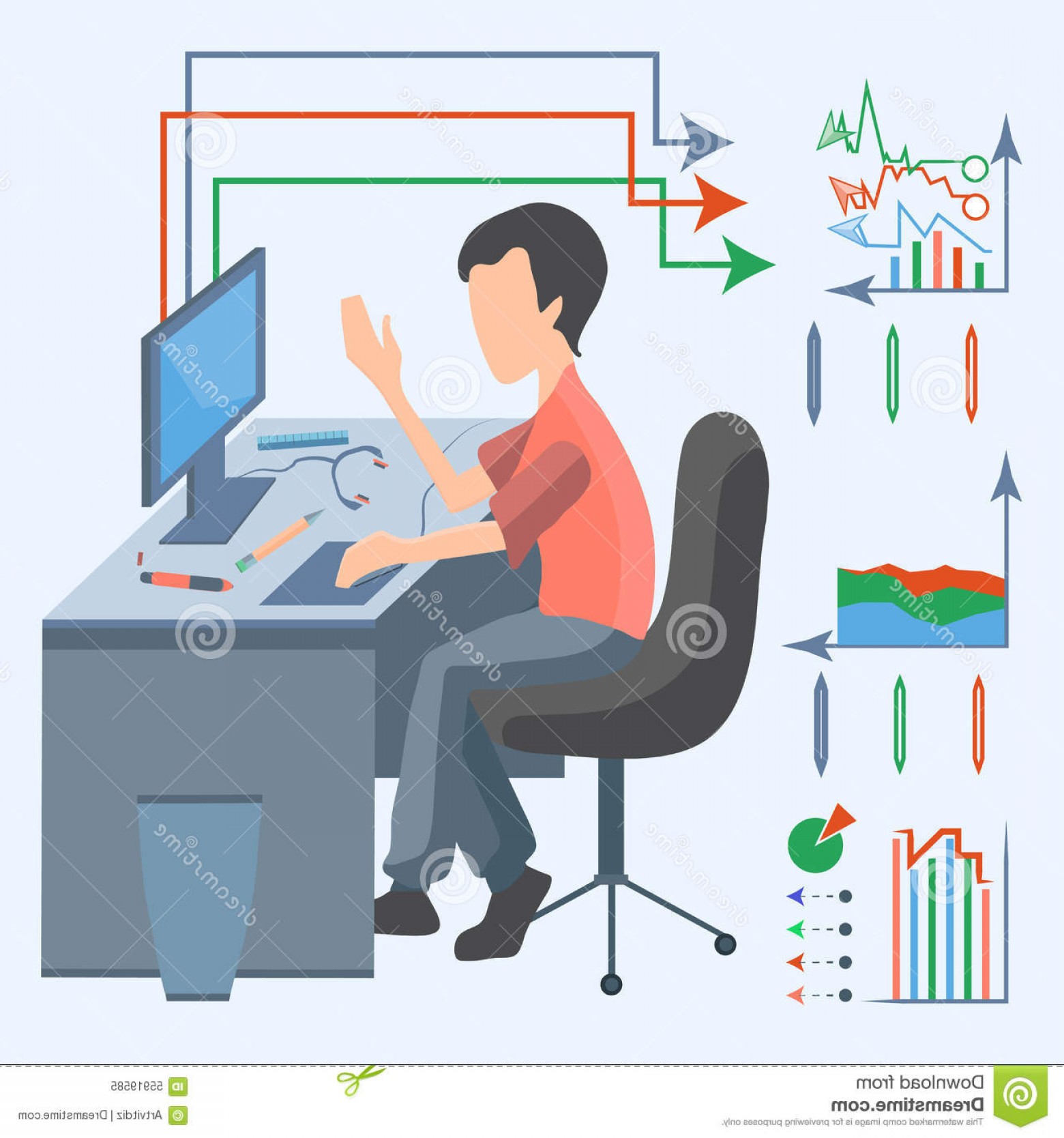 Stock Illustration Man Computer Graphic Flat Design Style Modern 1560x1668 Stock Illustration Man Computer Graphic Flat Design Style Modern