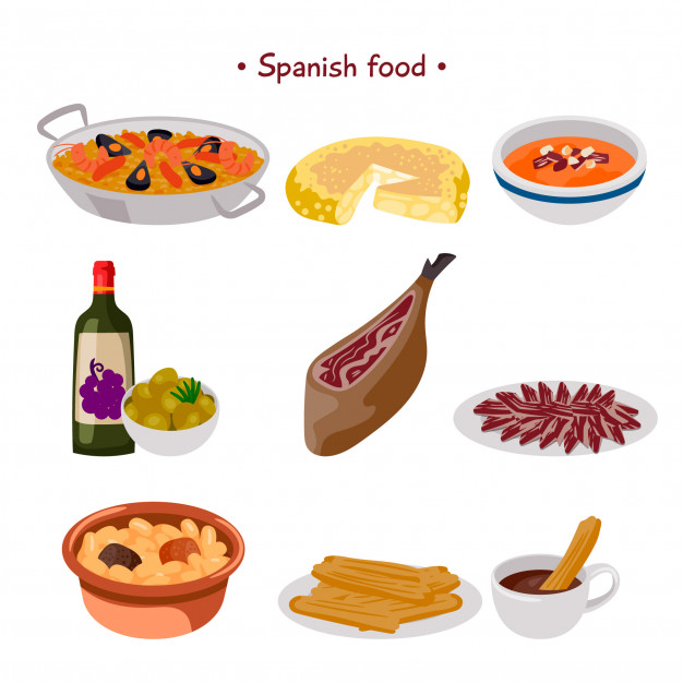 626x626 Spanish Food Collection Vector Free Download