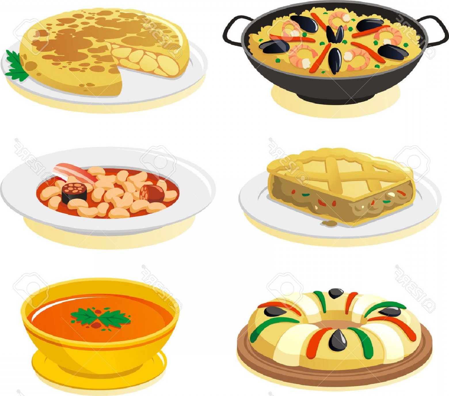 1560x1374 Photostock Vector Spanish Dishes Vector Icon Set Soidergi