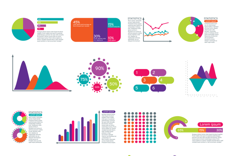 800x533 Elements Of Infographic With Flowchart Vector Statistics Diagrams