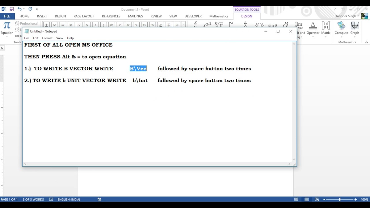 1280x720 How To Write Vector In Ms Word