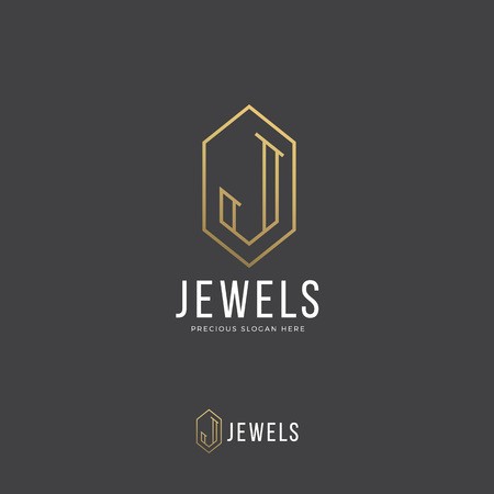 450x450 Jewels Abstract Vector Logo Template Hand Drawn Letter J