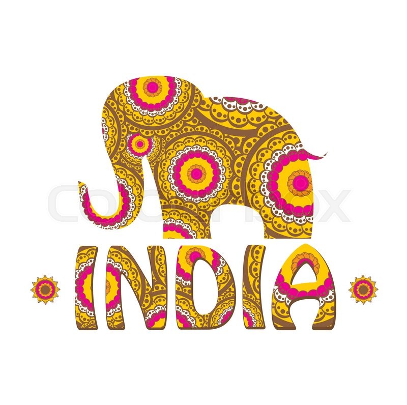 800x796 Vector Indian Elephant With Color Stock Vector Colourbox