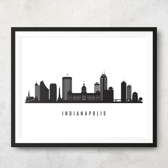 570x570 Indianapolis Skyline Printable Indianapolis Indiana Black Etsy
