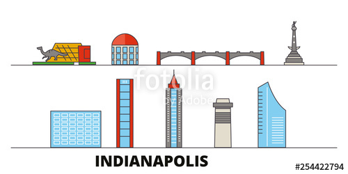 500x250 United States, Indianapolis Flat Landmarks Vector Illustration