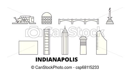 450x244 United States, Indianapolis Line Travel Skyline Set United States