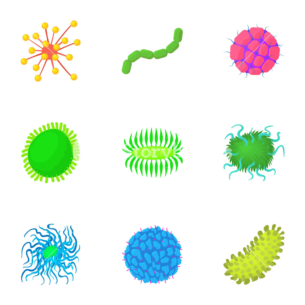 1000x1000 Viral Infection Icons Set Cartoon Set Of Viral Infection Vector