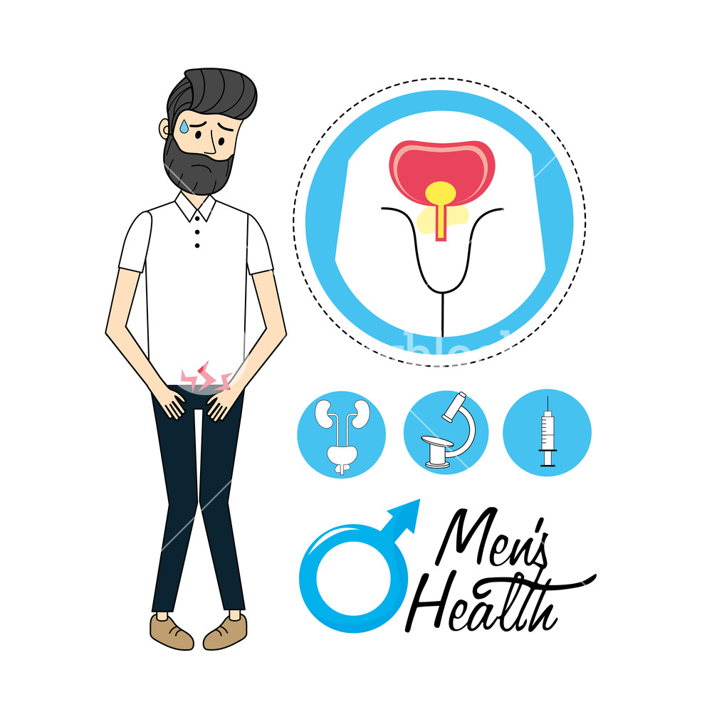 1000x1000 Man With Urinary System Infection Diagnosis Vector Illustration