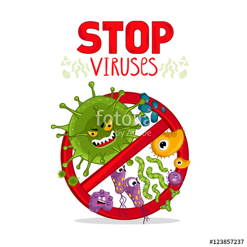 500x500 Cartoon Viruses Characters Isolated Vector Illustration On White
