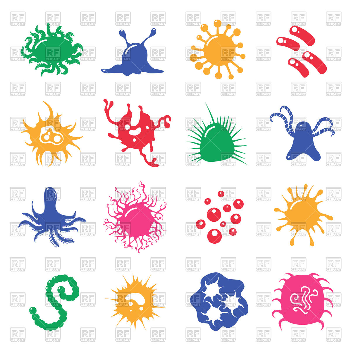 1200x1200 Colorful Infection Microbes And Immune Bacteria Icon Vector Image