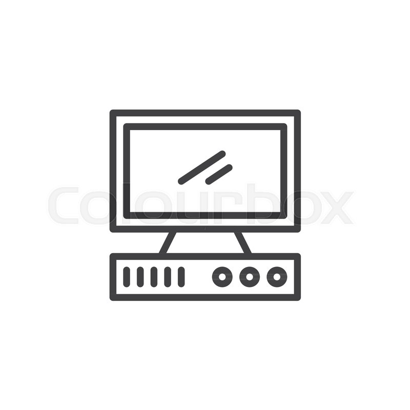 800x800 Old Computer Outline Icon Linear Stock Vector Colourbox
