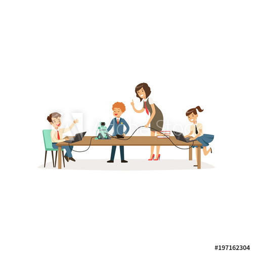 500x500 Pupils Studying Programming And Robotics, Informatics Lesson