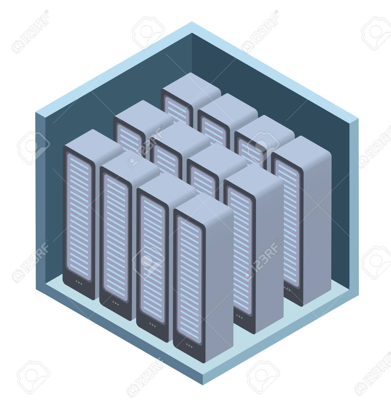 1251x1300 Data Center Icon, Server Room Vector Illustration In Isometric