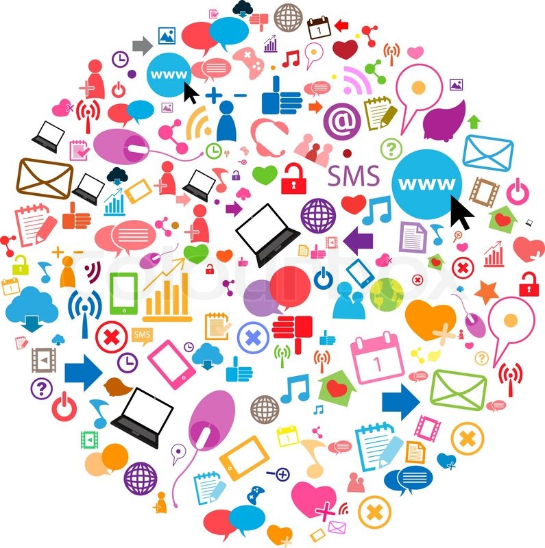 795x800 Social Network Background With Media Stock Vector Colourbox