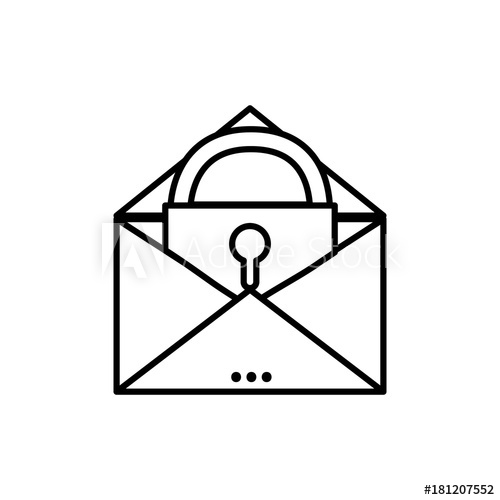 500x500 Line E Mail Mesage With Padlock Insite To Security Information