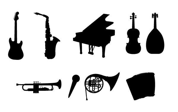 600x380 Free Vectors Musical Instruments Silhouettes Mauricio Duque