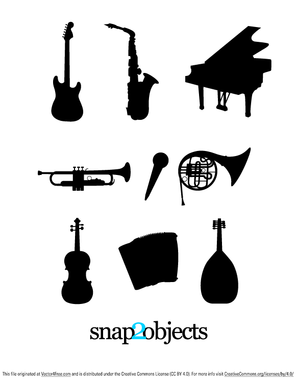 580x747 Free Musical Instruments Silhouettes Files, Vectors Graphics