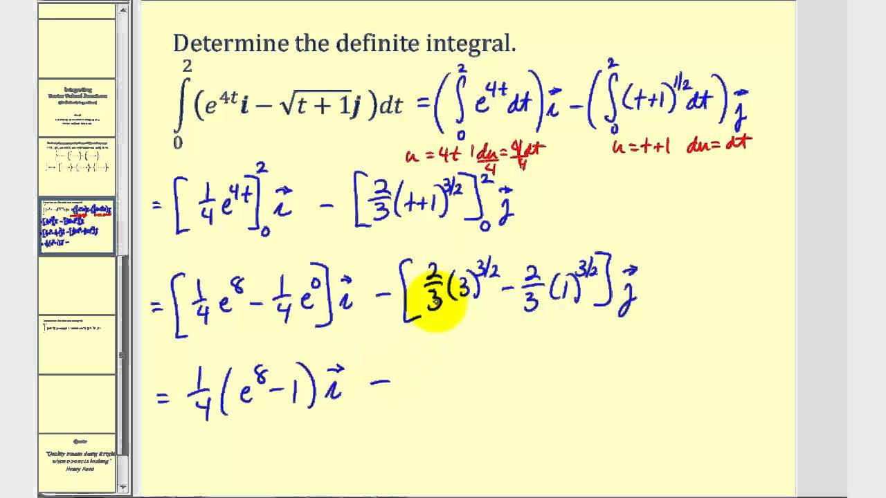 1280x720 Definite Integration Of Vector Valued Functions