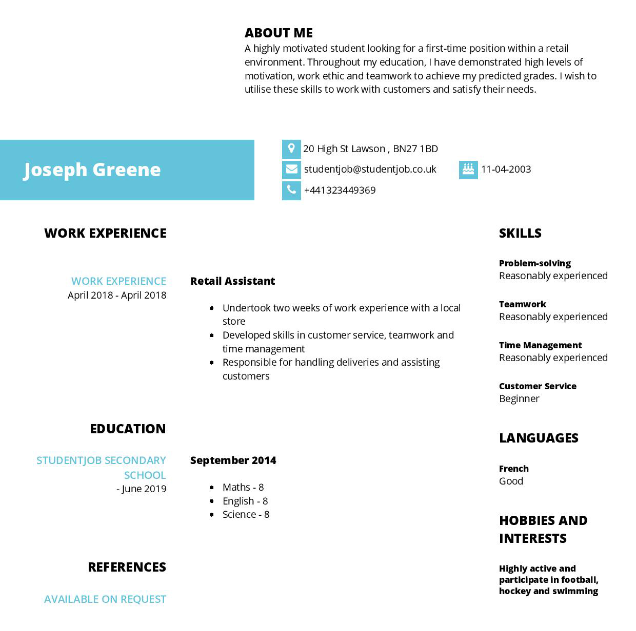 1240x1232 Cv Examples The Best Cv Samples For Studentjob Uk