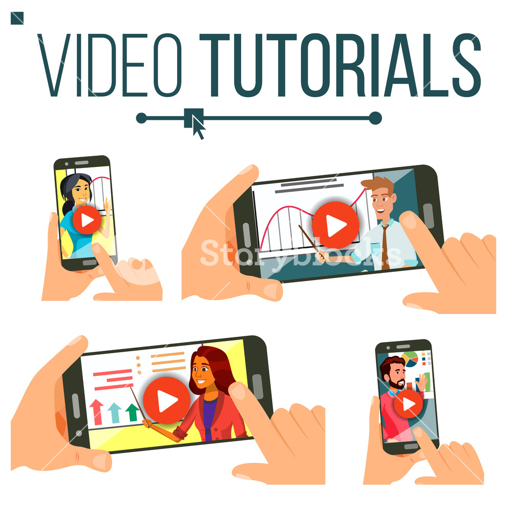 Video Tutorial Set Vector Streaming Video Online Education 1000x1000 Video Tutorial Set Vector Streaming Video Online Education