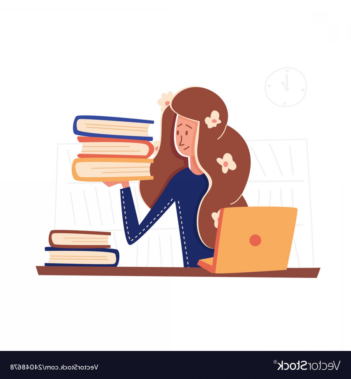 1200x1296 Flat Banner Girl With Book Internship In New Job Vector Hoodamathrun