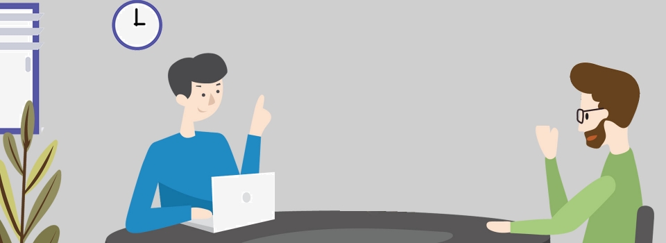 960x350 Taobao Vector Interview Door And Window Cartoon Clock Man