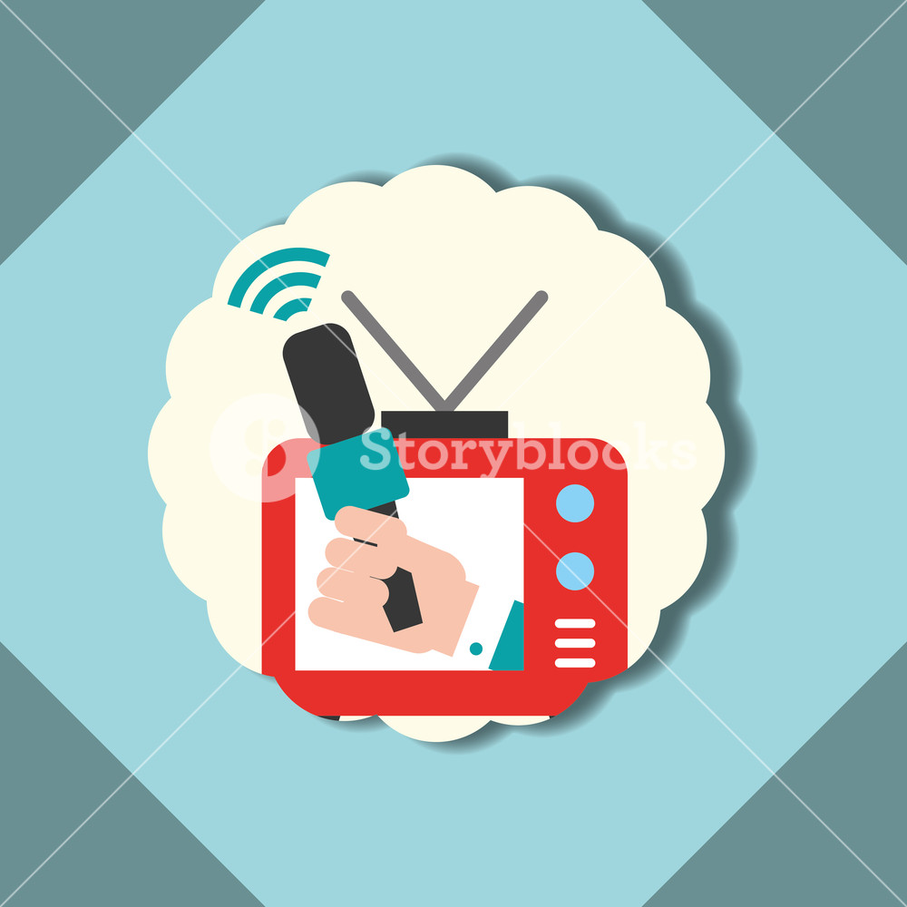 1000x1000 News Communication Label Television Interview Vector Illustration