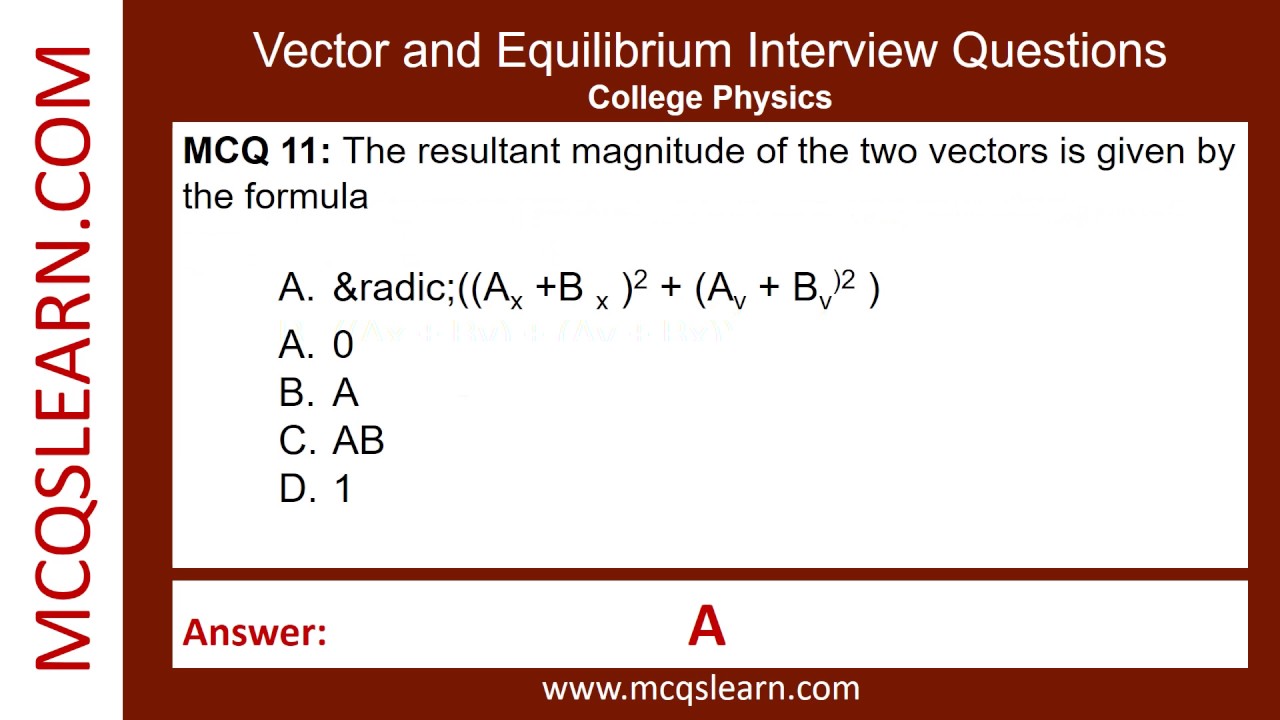 1280x720 Vector And Equilibrium Interview Questions