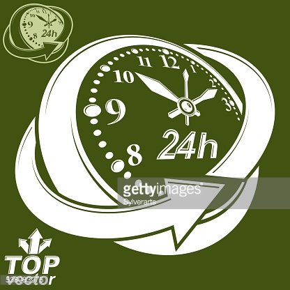 Vector Hours Clock With Arrow Around, Invert Version Premium 416x416 Vector Hours Clock With Arrow Around, Invert Version Premium