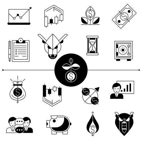 490x490 Investments And Stock Line Icons Set
