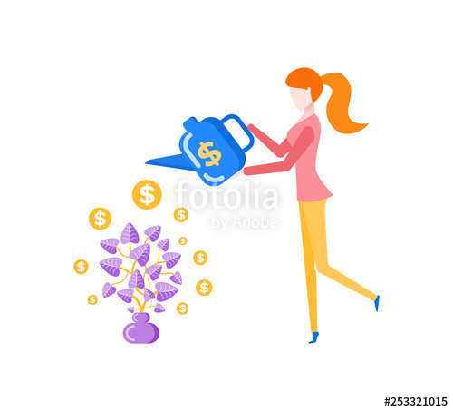 500x453 Investments And Business Nourishing Vector Woman Holding Watering