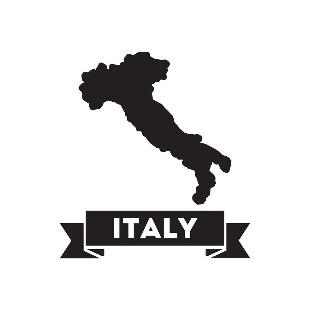 1000x1000 Flat Icon In Black And White Italy Map Vector Free