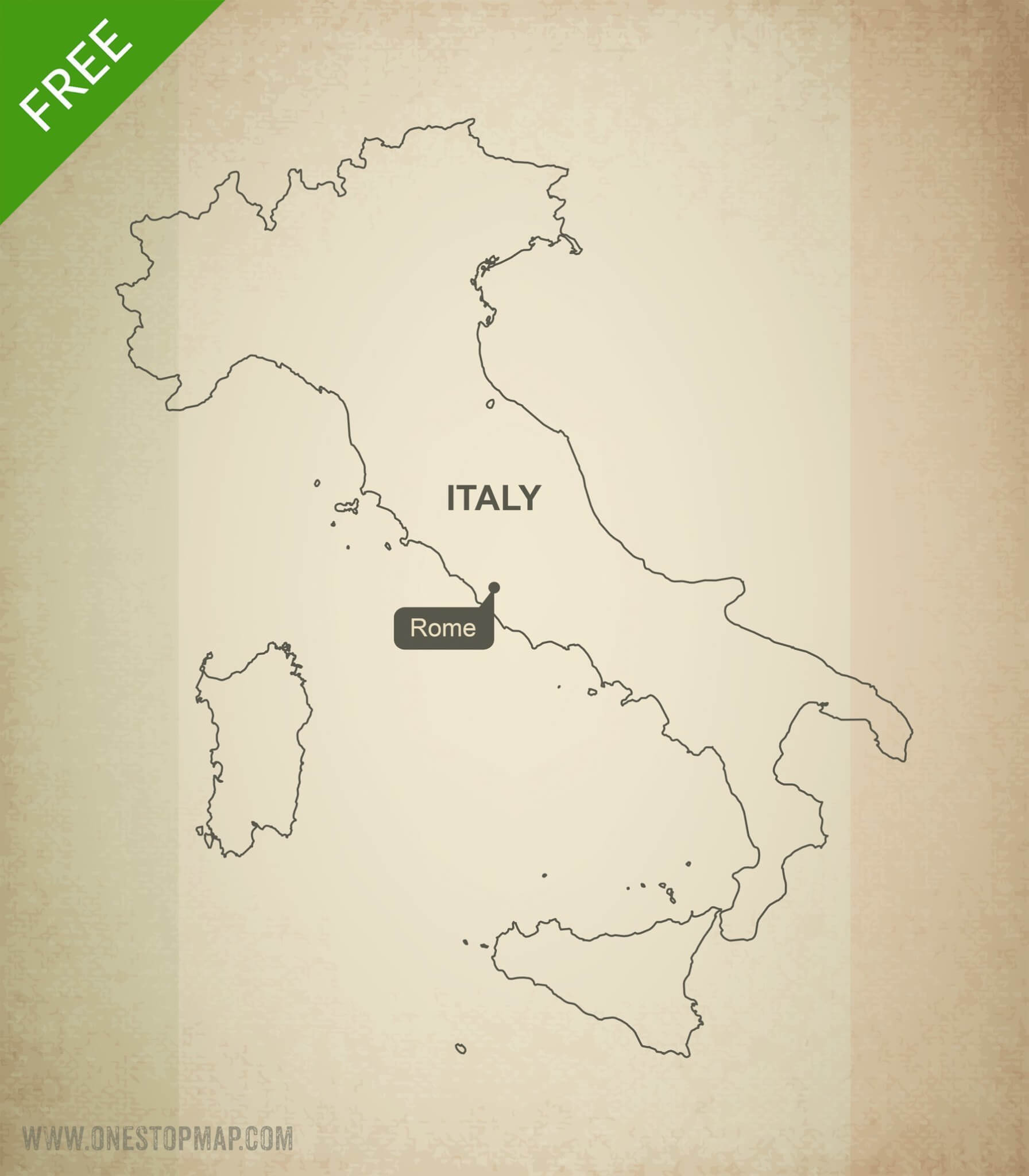 1792x2048 Free Vector Map Of Italy Outline One Stop Map