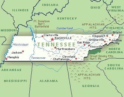 Usa Map Tennessee 418x328 Usa Map Tennessee
