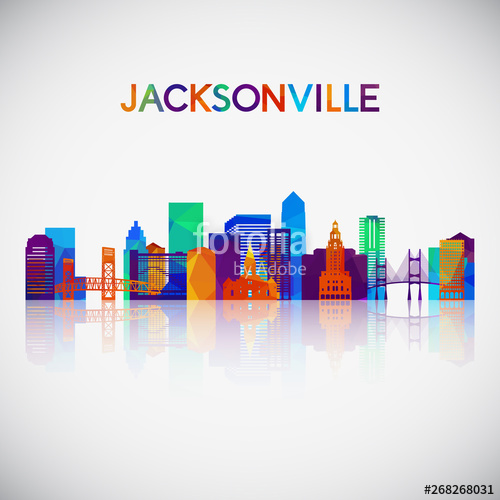 Jacksonville Skyline Silhouette In Colorful Geometric Style 500x500 Jacksonville Skyline Silhouette In Colorful Geometric Style