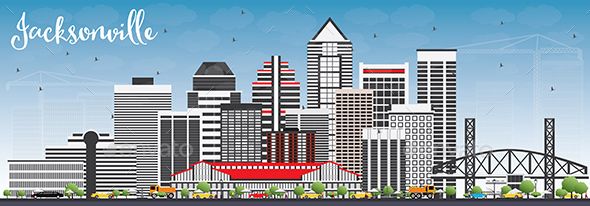 Vector Building Jacksonville Skyline With Gray Buildings And Blue 590x206 Vector Building Jacksonville Skyline With Gray Buildings And Blue