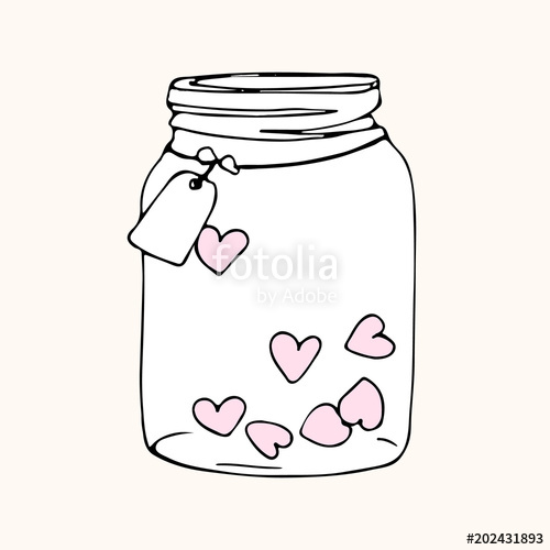 500x500 Jar With Hearts, Doodle Sketch Stock Image And Royalty Free