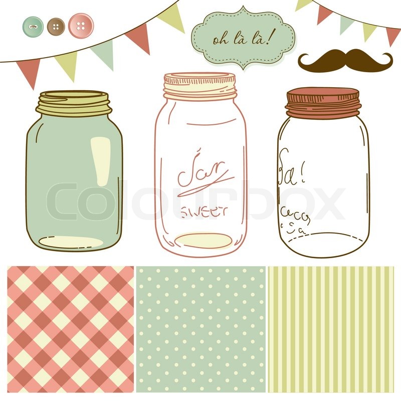 800x800 Glass Jars, Frames And Cute Seamless Stock Vector Colourbox