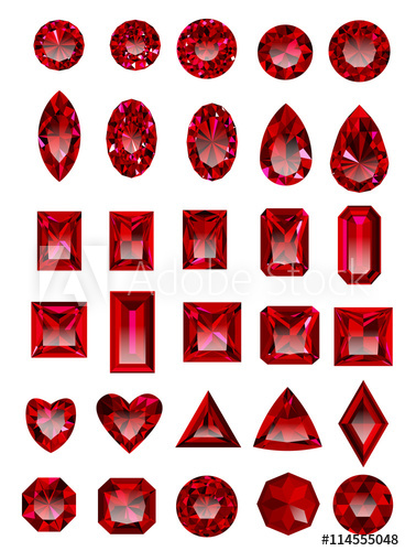 368x500 Set Of Red Rubies Isolated On White Background Set Of Realistic