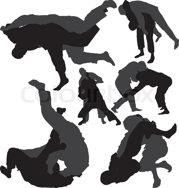760x800 Jiu Jitsu And Judo Wrestlers Vector Stock Vector Colourbox