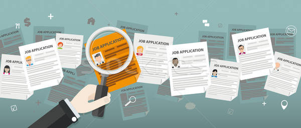 600x255 Human Head Loupe People Job Applications Vector Illustration