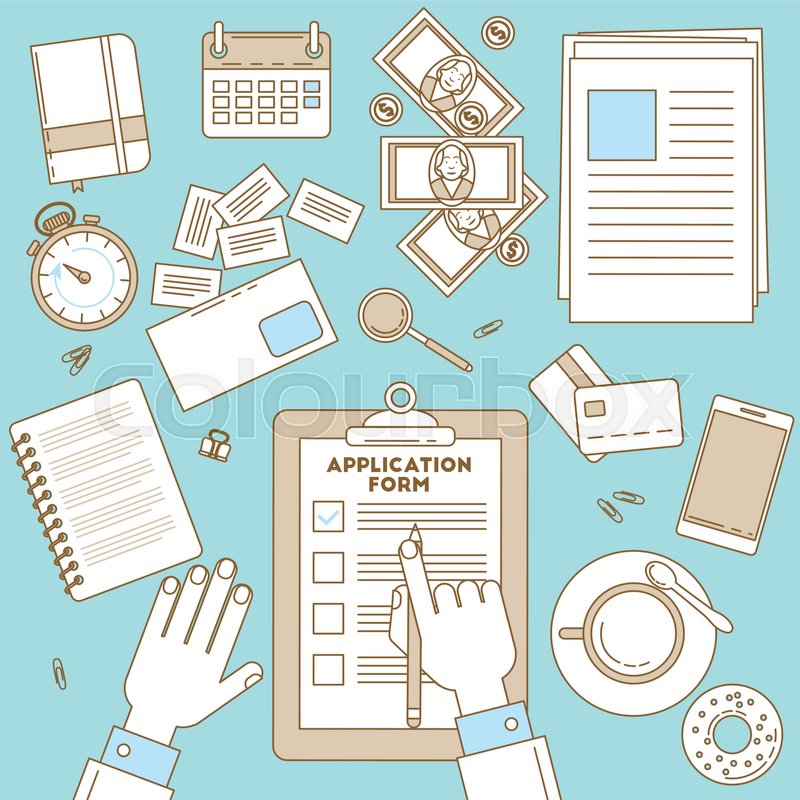 800x800 Job Application Form Top View Stock Vector Colourbox