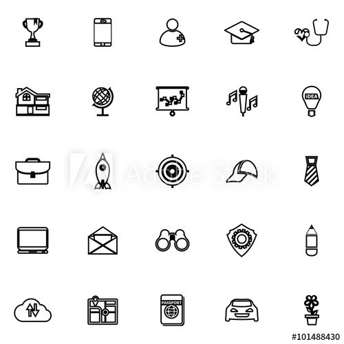 500x500 Job Description Line Icons On White Background