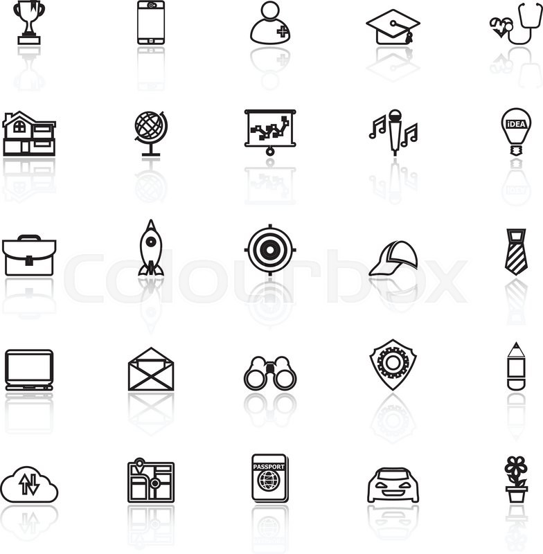 784x800 Job Description Line Icons With Reflect On White, Stock Vector Stock