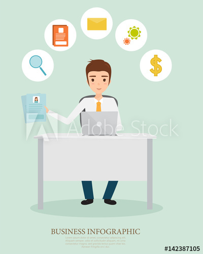 400x500 Business Man Working In Job Character With A Laptop Human